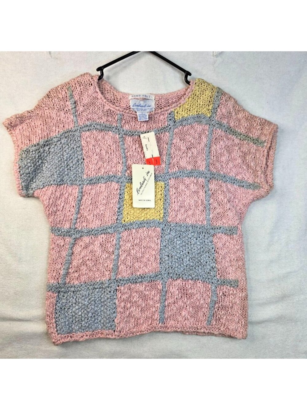 Vintage 80s Lombardi Hand Knit Sweater Sze S Pink Pastel Cottagecore Retro Indie